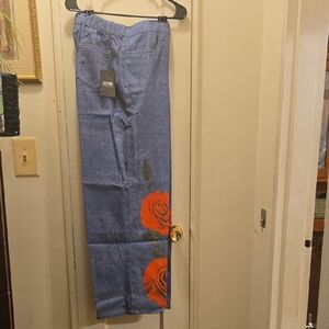 STYLEWE Blue Jeans with Red Floral Design